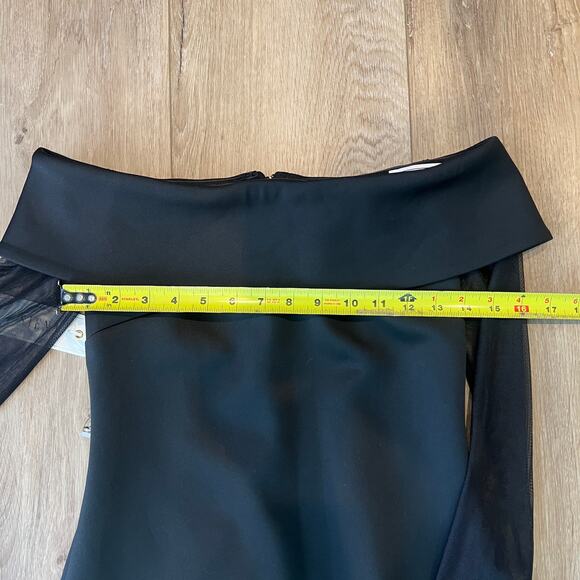 SIENA Women's Illusion-Sleeve Off-The-Shoulder Dress Size 2 In Black - Picture 6 of 10